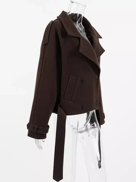 Veste courte croisée pour femme - Coupe courte chic ceinturée - Style streetwear décontracté et luxueux pour le printemps 2026