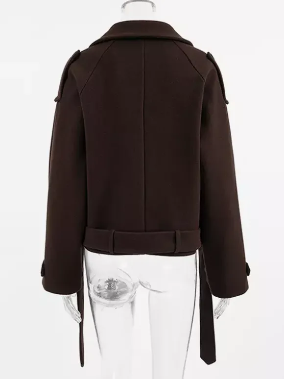 Veste courte croisée pour femme - Coupe courte chic ceinturée - Style streetwear décontracté et luxueux pour le printemps 2026
