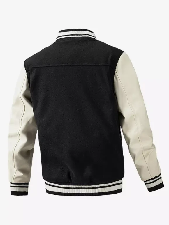 Veste de baseball pour homme en coton rembourré à blocs de couleurs grande taille