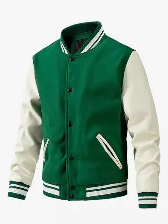 Veste de baseball pour homme en coton rembourré à blocs de couleurs grande taille