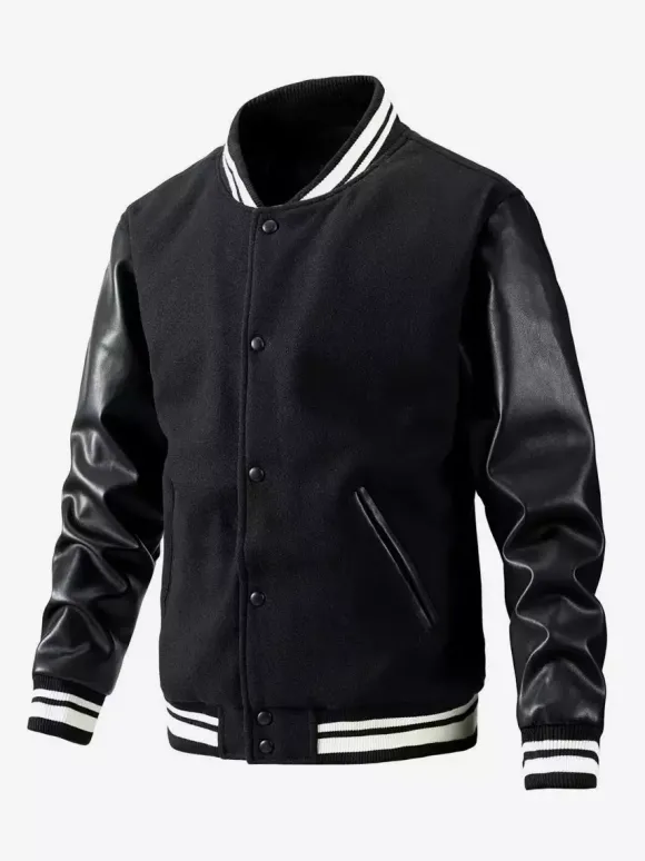 Veste de baseball pour homme en coton rembourré à blocs de couleurs grande taille