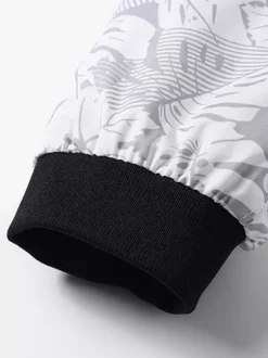 Veste de baseball pour homme col imprimé feuille d'érable manches longues poignets élastiques poches latérales zippées veste légère