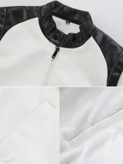 Veste de baseball pour homme à manches longues avec fermeture éclair et blocs de couleurs