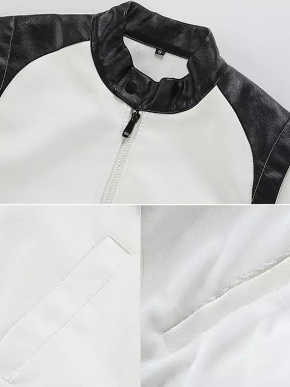 Veste de baseball pour homme à manches longues avec fermeture éclair et blocs de couleurs