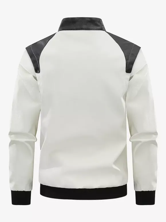 Veste de baseball pour homme à manches longues avec fermeture éclair et blocs de couleurs