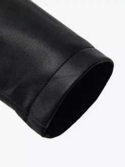 Veste de motard courte multicolore revers fermeture éclair diagonale ceinture vêtement d'extérieur en similicuir