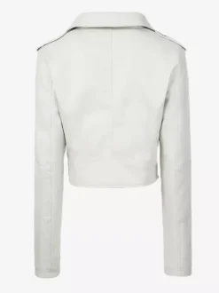 Veste de motard courte multicolore revers fermeture éclair diagonale ceinture vêtement d'extérieur en similicuir
