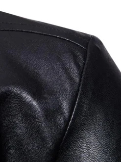 Veste de moto en cuir pour homme Veste en cuir slim asymétrique à fermeture éclair