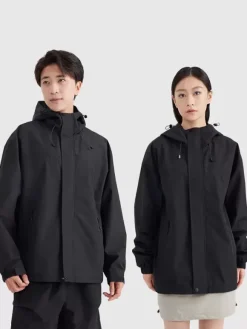 Veste De Randonnée Imperméable Unisexe À Capuche Color Block Zip Polyester Moderne