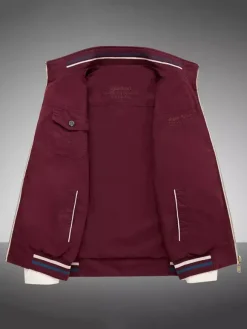Veste en coton pour homme col montant vêtement de travail décontracté et résistant à poches multiples.