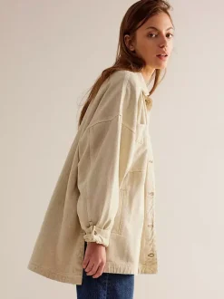 Veste en jean oversize pour femme - Délavage moyen coupe boyfriend fentes latérales - Style trucker - Collection printemps 2026
