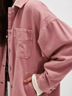 Veste en jean oversize pour femme - Délavage moyen coupe boyfriend fentes latérales - Style trucker - Collection printemps 2026