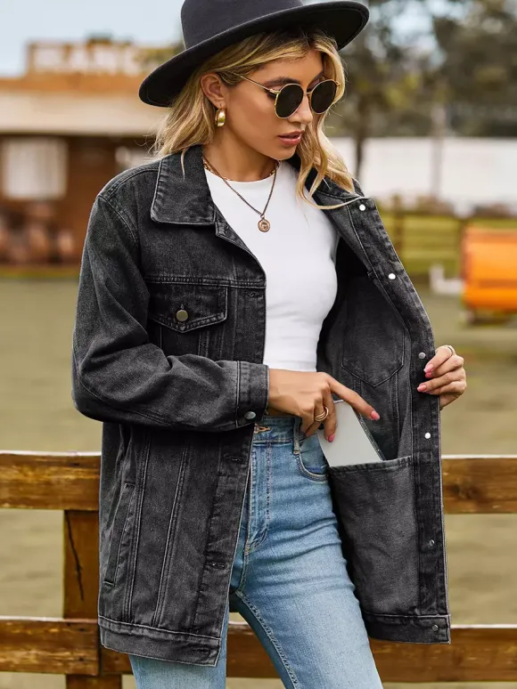 Veste en jean oversize pour femme - Manteau long boyfriend effet délavé - Style streetwear chic printemps 2026