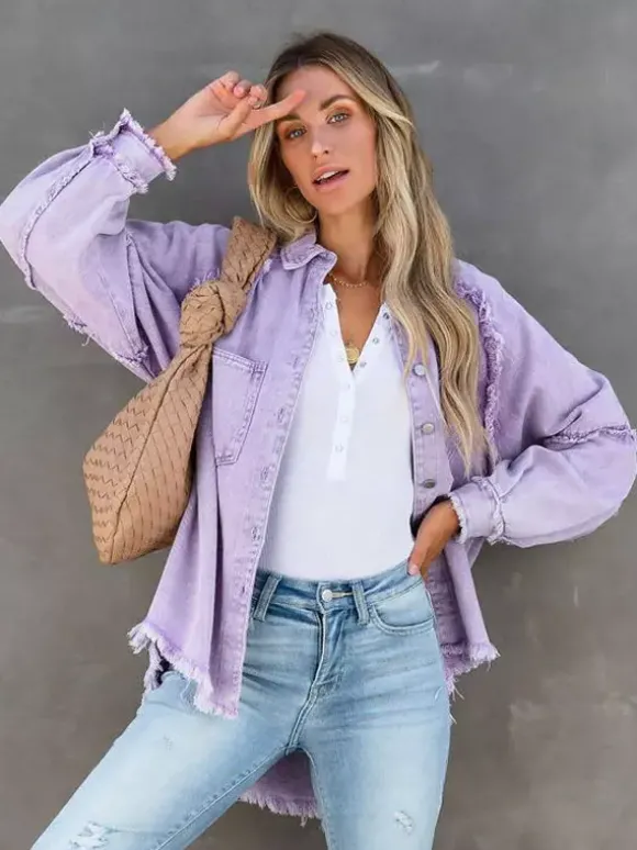 Veste femme à col rabattu et manches longues coupe oversize