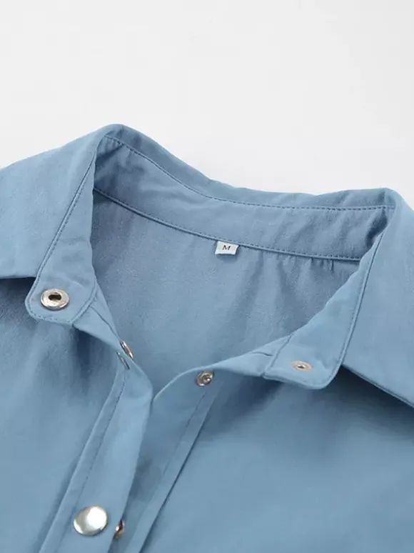 Veste femme à col rabattu boutons coton manches longues vêtement d'extérieur
