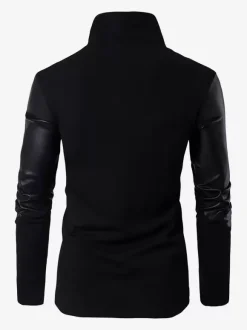 Veste Homme Avec Fermeture Éclair Vintage Chic Col Montant En Polyester Coton