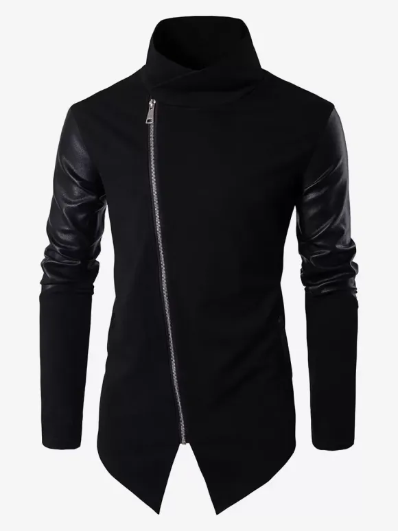Veste Homme Avec Fermeture Éclair Vintage Chic Col Montant En Polyester Coton