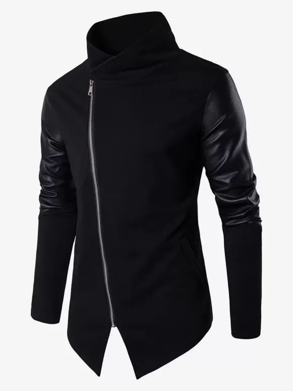 Veste Homme Avec Fermeture Éclair Vintage Chic Col Montant En Polyester Coton