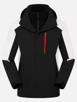 Veste Homme Bloc de Couleur Fermeture Éclair Polyester Élégant