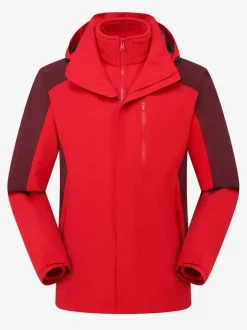 Veste Homme Bloc de Couleur Fermeture Éclair Polyester Élégant