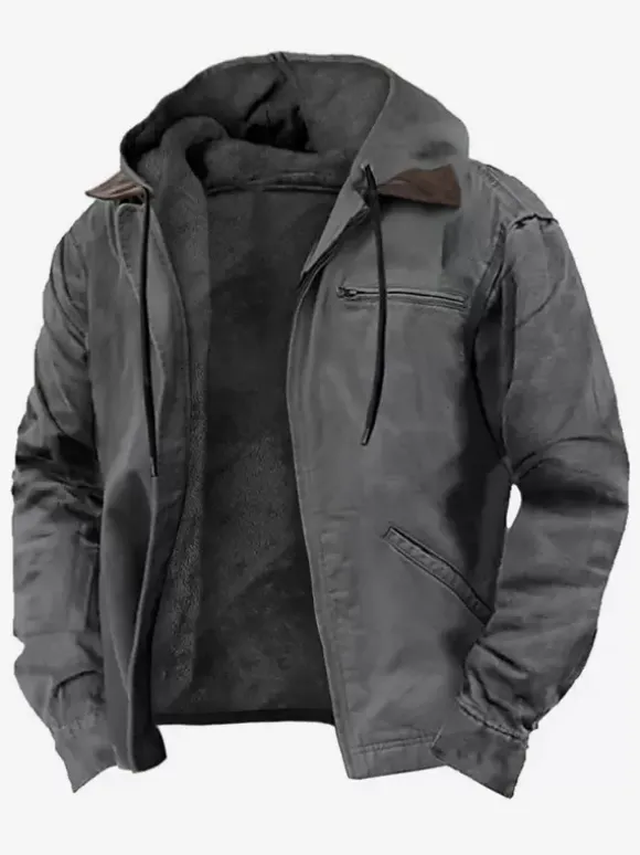 Veste Homme En Polyester Intelligent Doublure Chaud Hiver À Capuche