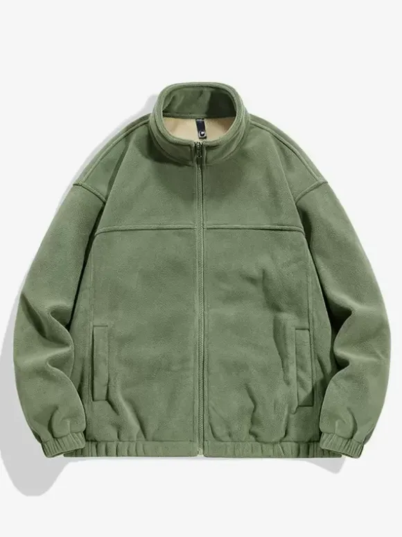 Veste Homme Zippée Chaud Hiver Décontracté Col Montant En Polaire Coton Élégante