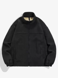 Veste Homme Zippée Chaud Hiver Décontracté Col Montant En Polaire Coton Élégante