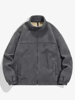 Veste Homme Zippée Chaud Hiver Décontracté Col Montant En Polaire Coton Élégante