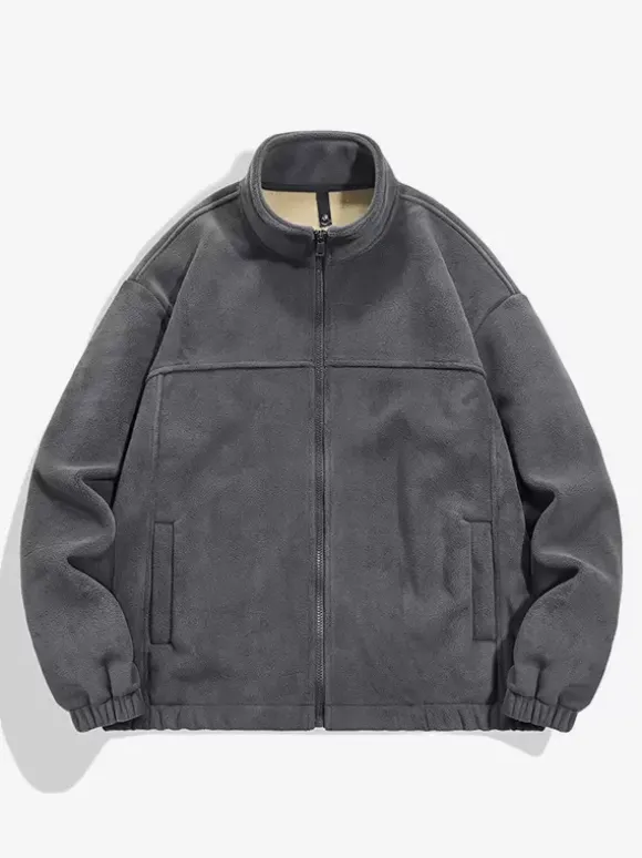 Veste Homme Zippée Chaud Hiver Décontracté Col Montant En Polaire Coton Élégante