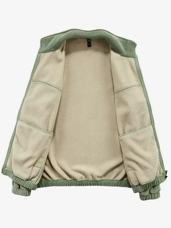 Veste Homme Zippée Chaud Hiver Décontracté Col Montant En Polaire Coton Élégante