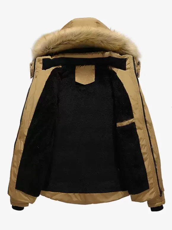 Veste Matelassé Homme À Capuche En Fausse Fourrure Polyester Coupe Cintré