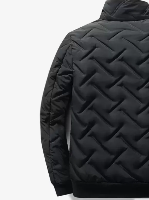 Veste Matelassée Homme Zippée En Polyester Poches Décontracté Chaud
