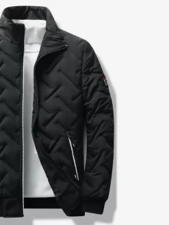 Veste Matelassée Homme Zippée En Polyester Poches Décontracté Chaud