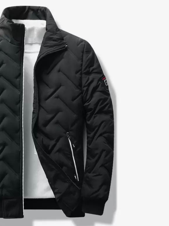 Veste Matelassée Homme Zippée En Polyester Poches Décontracté Chaud