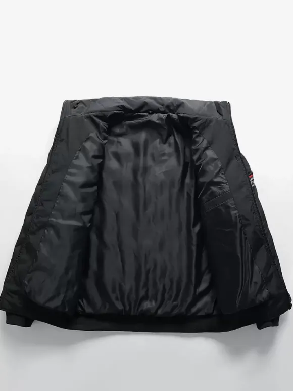 Veste Matelassée Homme Zippée En Polyester Poches Décontracté Chaud
