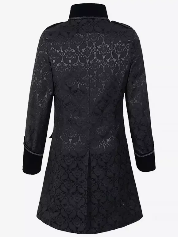 Veste Noir Vintage En Jacquard À Manches Longues Médiéval Gothique Homme