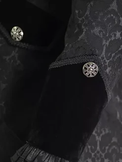 Veste Noir Vintage En Jacquard À Manches Longues Médiéval Gothique Homme