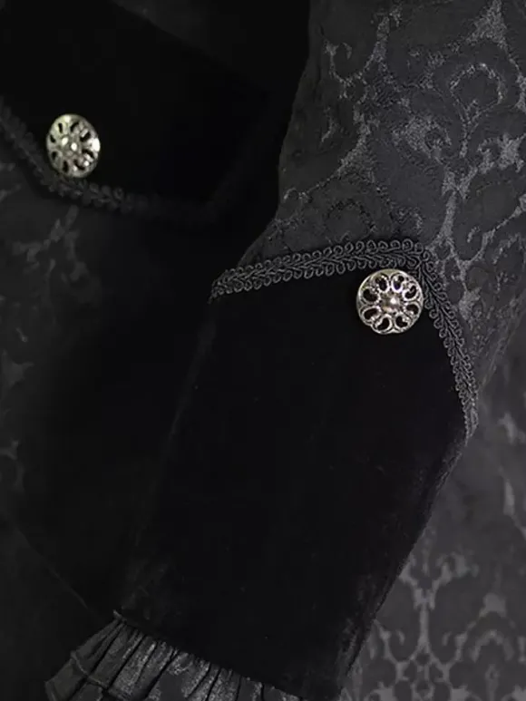 Veste Noir Vintage En Jacquard À Manches Longues Médiéval Gothique Homme