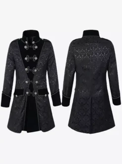 Veste Noir Vintage En Jacquard À Manches Longues Médiéval Gothique Homme
