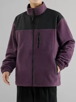 Veste Polaire Homme Manteau À Manches Longues Bicolore Poche Chaud Hiver