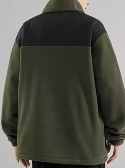 Veste Polaire Homme Manteau À Manches Longues Bicolore Poche Chaud Hiver