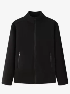 Veste Polaire Homme Unicolore Manteau Chaud Hiver Poche À Glissière Éclaire