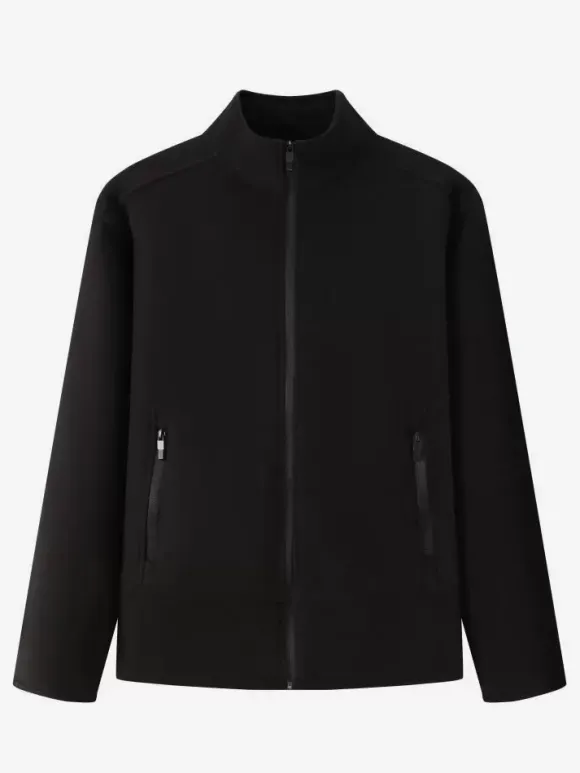 Veste Polaire Homme Unicolore Manteau Chaud Hiver Poche À Glissière Éclaire