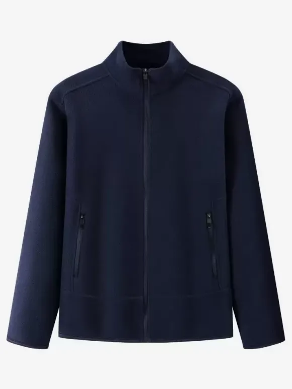 Veste Polaire Homme Unicolore Manteau Chaud Hiver Poche À Glissière Éclaire