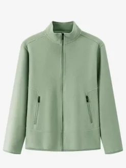 Veste Polaire Homme Unicolore Manteau Chaud Hiver Poche À Glissière Éclaire