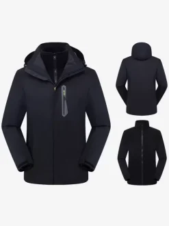 Veste Pour Hommes Bloc De Couleur Fermeture Éclair Polaire Polaire Élégant