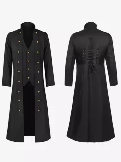 Veste rétro Steampunk pour hommes vert foncé Costumes rétro gothiques de l'ère victorienne Costumes rétro pour homme