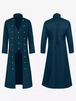 Veste rétro Steampunk pour hommes vert foncé Costumes rétro gothiques de l'ère victorienne Costumes rétro pour homme