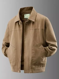 Veste bomber en velours côtelé pour homme col rabattu manches longues poches latérales