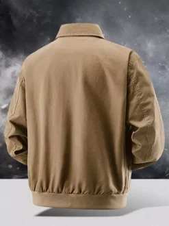 Veste bomber en velours côtelé pour homme col rabattu manches longues poches latérales